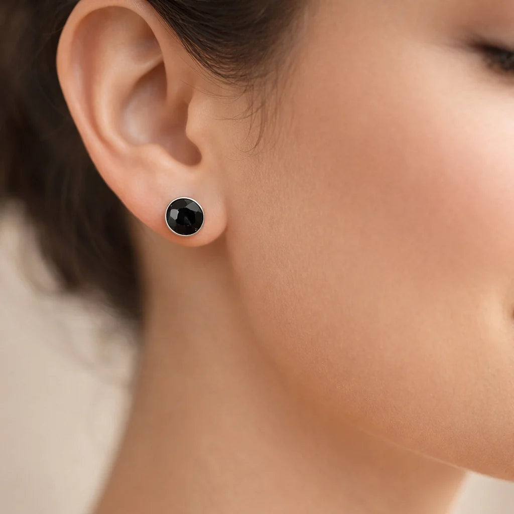 Aro Cristal Hecho con Swarovski Negro 8 mm