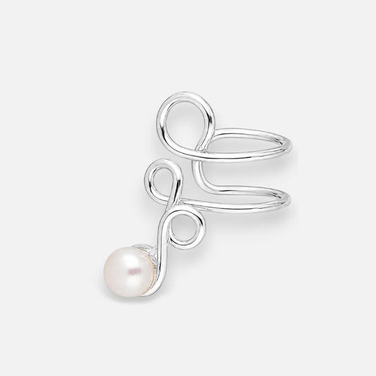 Aro Ear Cuff Espiral Perla Valor por Unidad