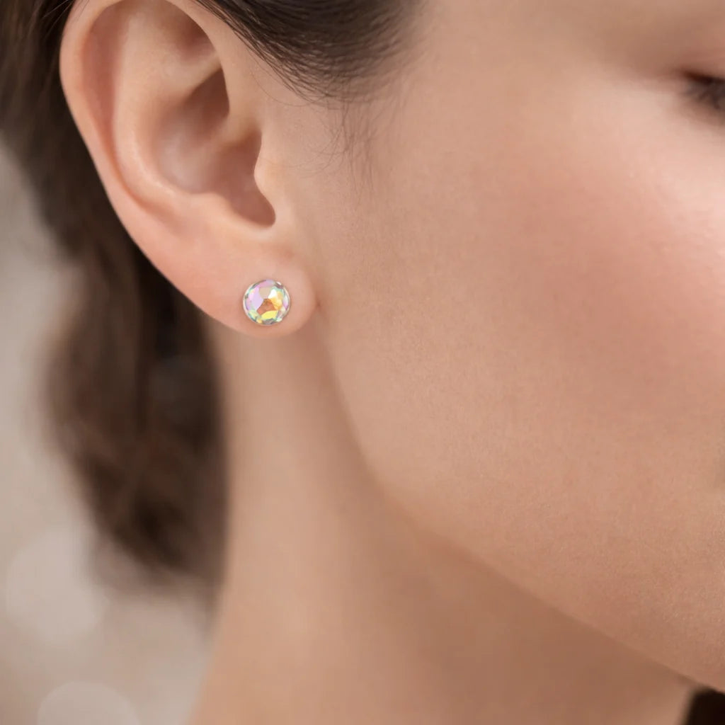 Aro Esfera Cristal Hecho con Swarovski Tornasol 4 mm