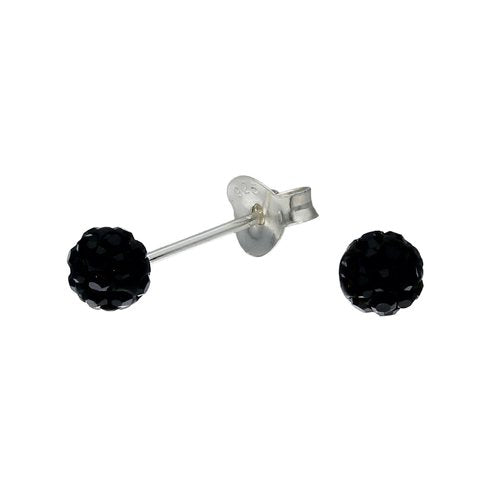 Aro Esfera Hecho con Cristal Swarovski Negro 4 mm