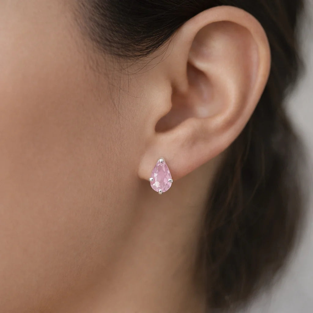 Aro Gota Circón Rosa Francia 4x6 mm