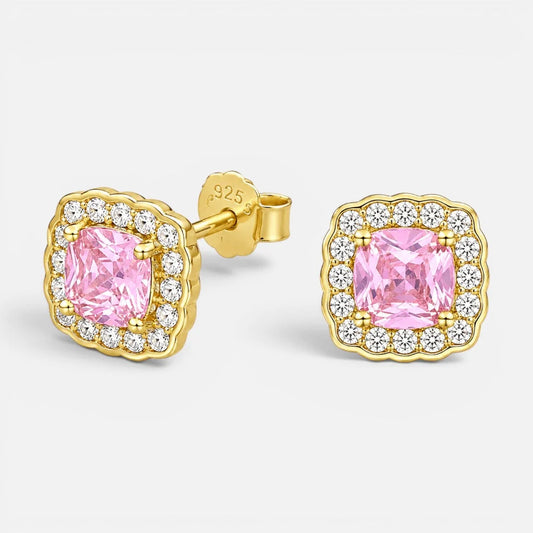 Aro Circón Rosa Francia 8x8 mm