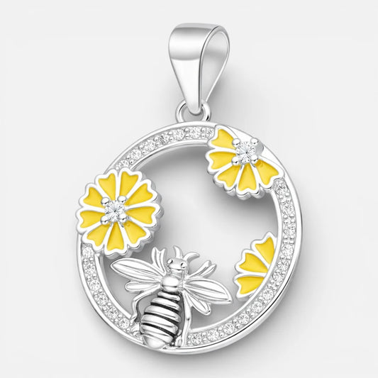 Colgante Abeja Flores Esmaltadas Circones
