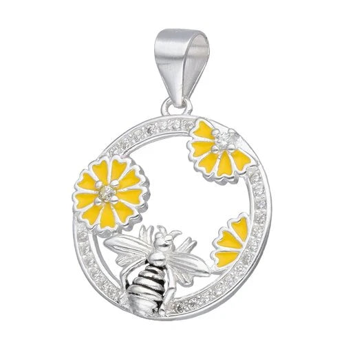 Colgante Abeja Flores Esmaltadas Circones