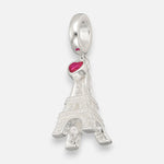 Colgante Charm Torre Eiffel Corazón Circones Rubí