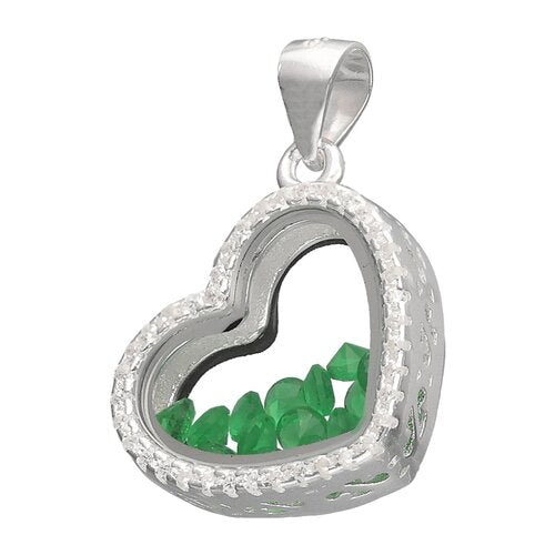 Colgante Corazón Circones Cristales Verde
