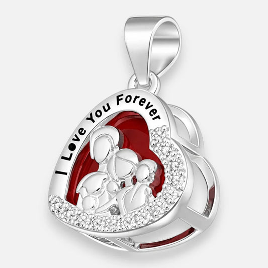 Colgante Corazón Familia Circones Cristal Swarovski Rojo