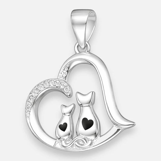 Colgante Corazón Mamá Hijo Gatitos Circones