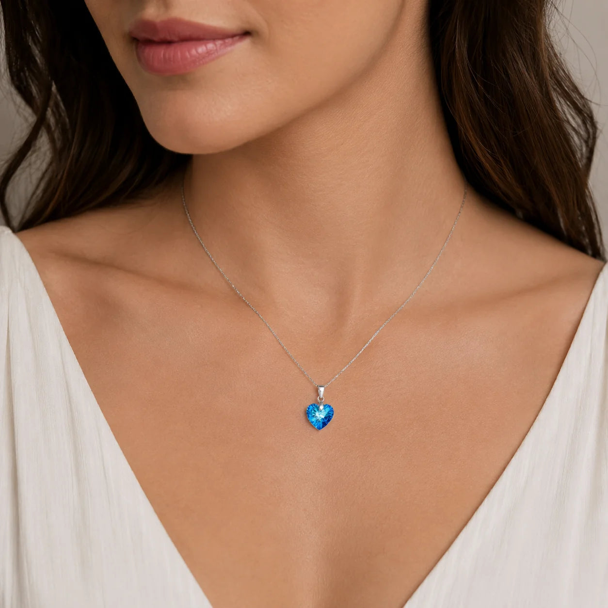 Colgante Corazón Hecho con Cristal Swarovski Azul