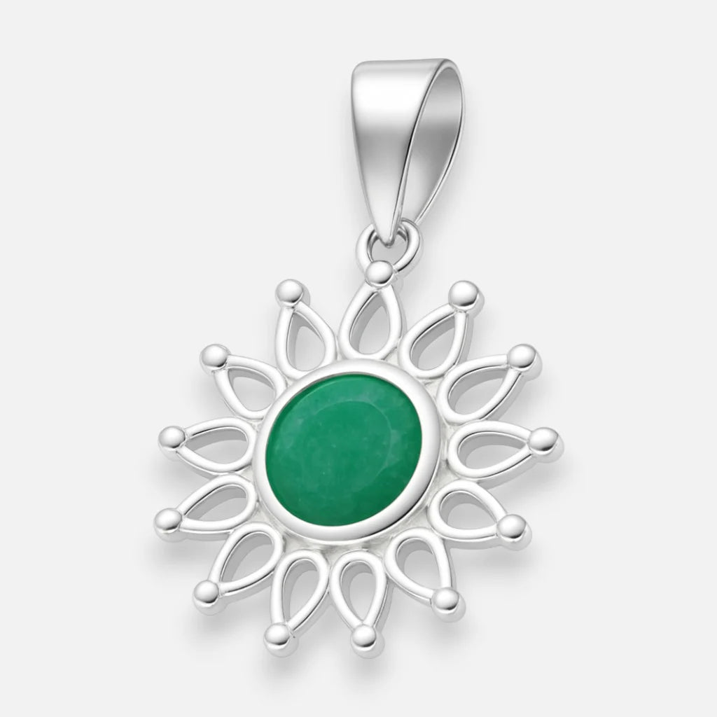 Colgante Flor Circón Craquelado Esmeralda