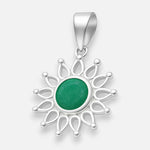 Colgante Flor Circón Craquelado Esmeralda