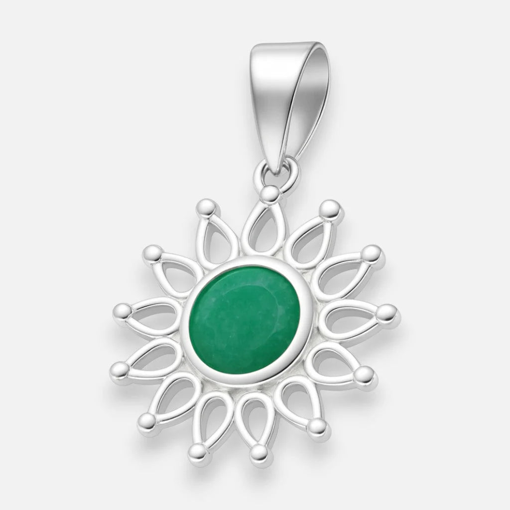 Colgante Flor Circón Craquelado Esmeralda
