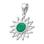 Colgante Flor Circón Craquelado Esmeralda