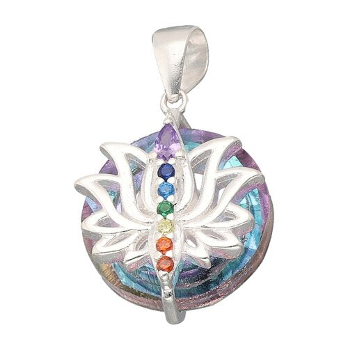 Colgante Flor de Loto 7 Chakras Cristal Hecho con Swarovski® Tornasol