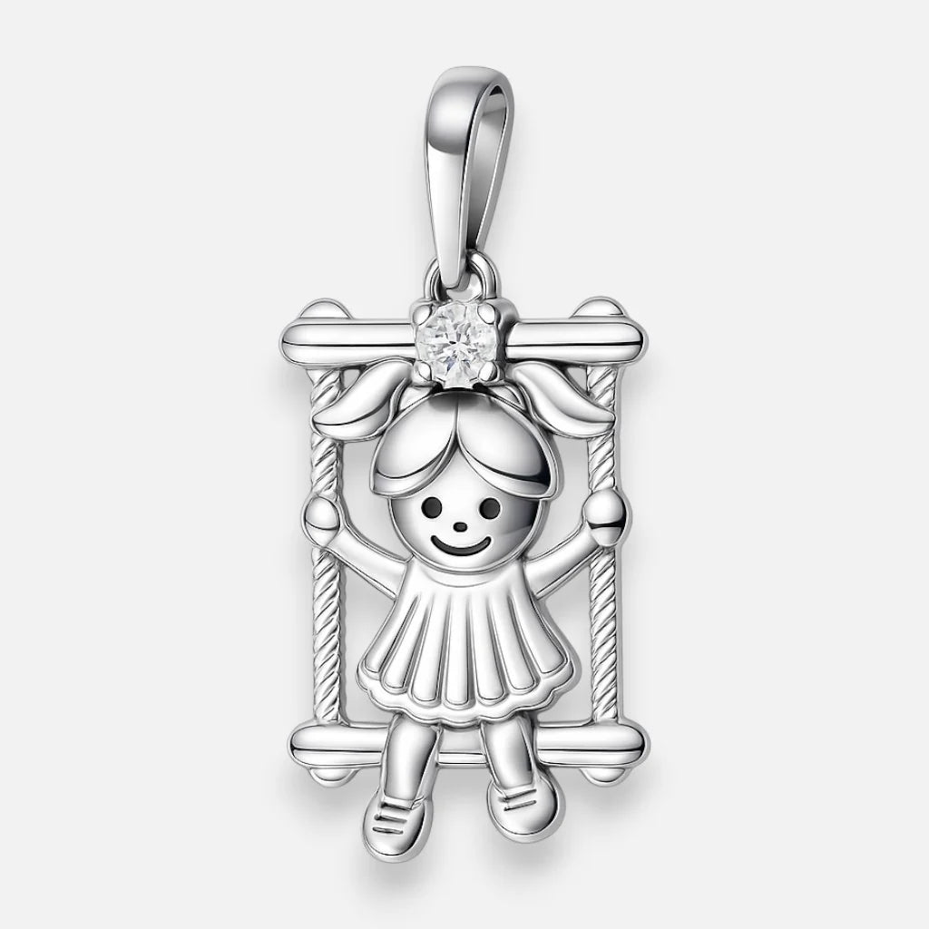 Colgante Niña Columpio Circón