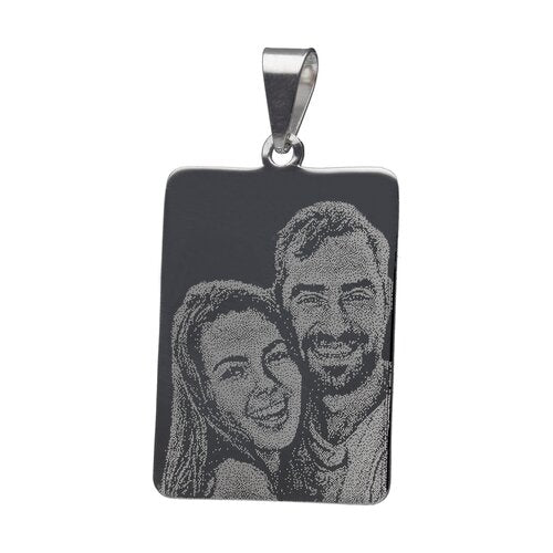 Colgante Placa Rectangular Grande con Fotograbado 30x22 mm