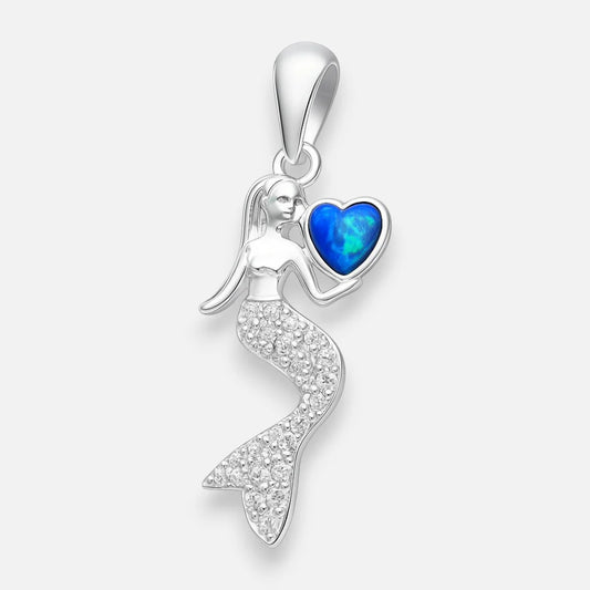 Colgante Sirena Corazón Ópalo Azul Circones