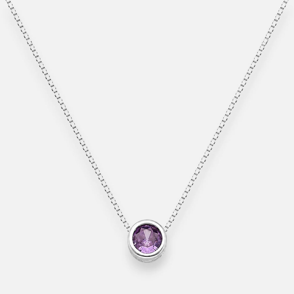 Collar Circón Punto de Luz Amatista 4 mm