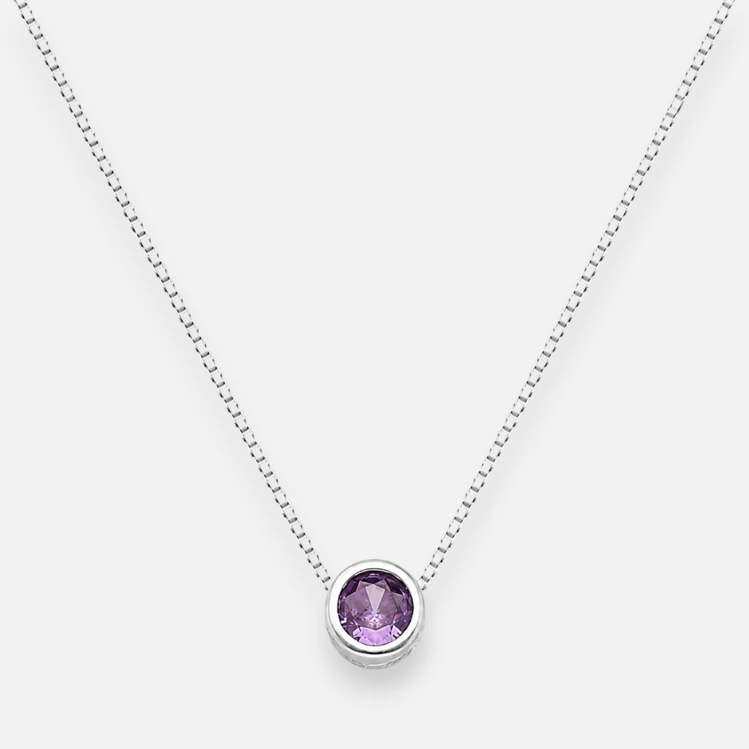 Collar Circón Punto de Luz Amatista 4 mm