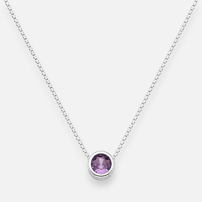 Collar Circón Punto de Luz Amatista 4 mm