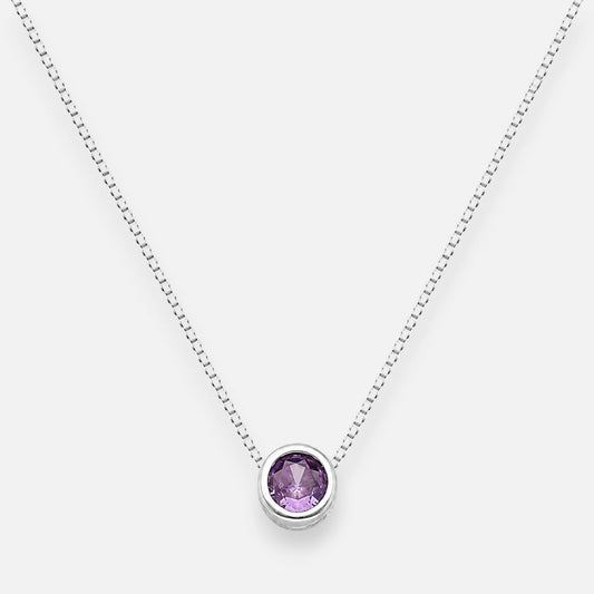 Collar Circón Punto de Luz Amatista 4 mm