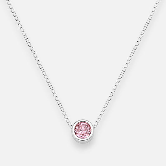 Collar Circón Punto de Luz Rosa Francia 4 mm