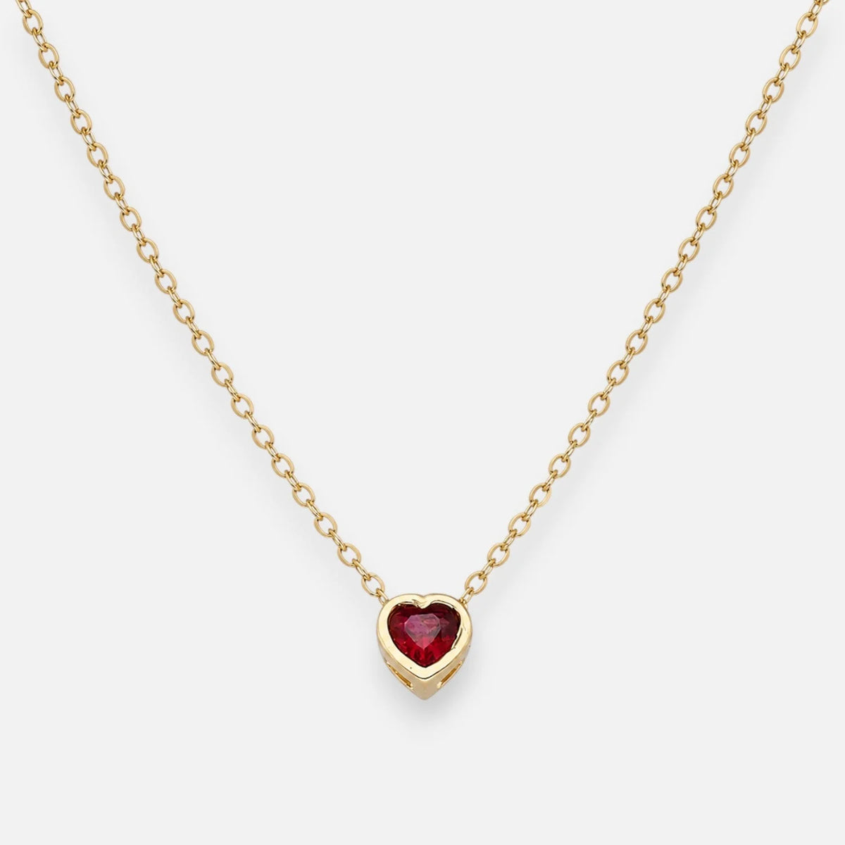Collar Corazón Circón Granate 5 mm