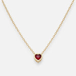 Collar Corazón Circón Granate 5 mm