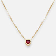 Collar Corazón Circón Granate 5 mm