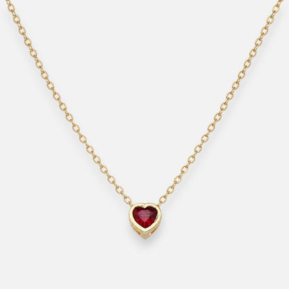 Collar Corazón Circón Granate 5 mm