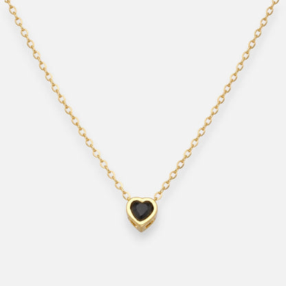 Collar Corazón Circón Ónix 5 mm