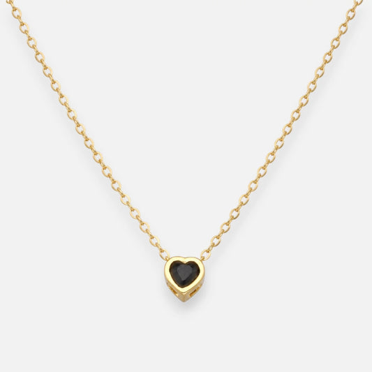 Collar Corazón Circón Ónix 5 mm