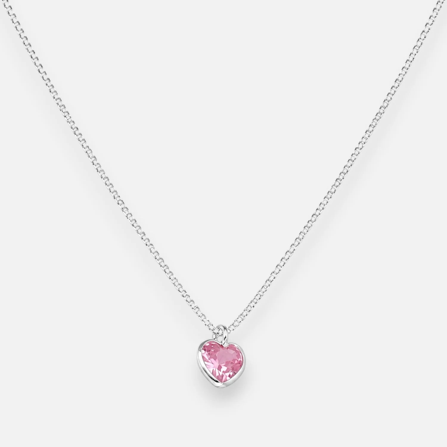 Collar Corazón Circón Punto de Luz Rosa Francia