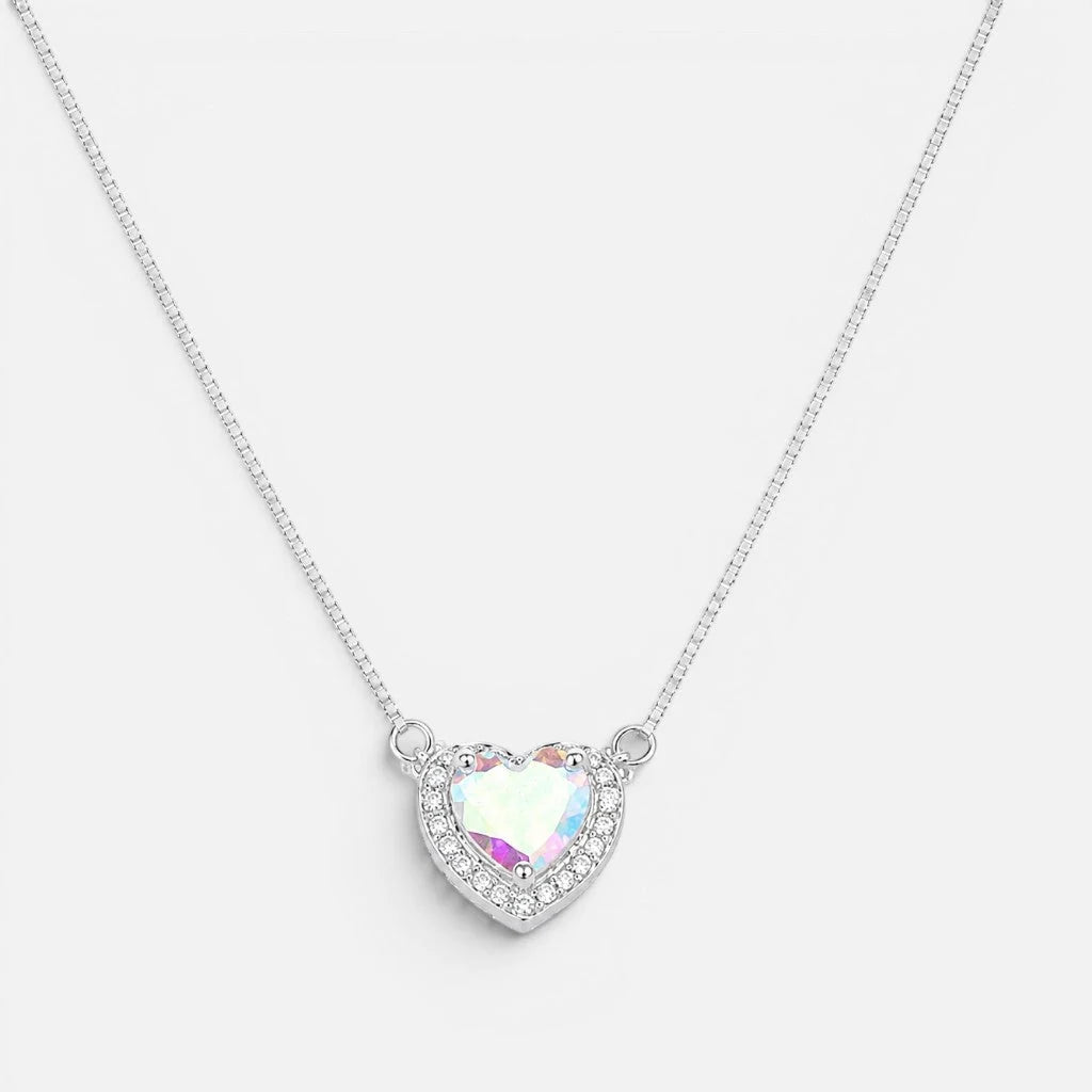 Collar Corazón Circón Tornasol