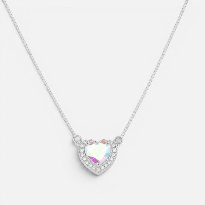 Collar Corazón Circón Tornasol