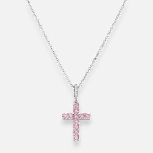 Collar Cruz Circones Rosa Francia