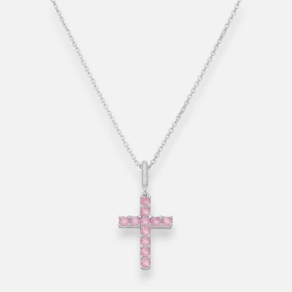 Collar Cruz Circones Rosa Francia