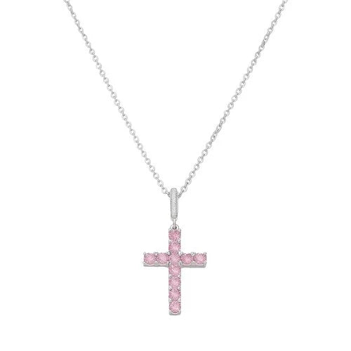Collar Cruz Circones Rosa Francia