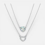 Collar Doble Corazón Hecho con Cristal Swarovski y Circones