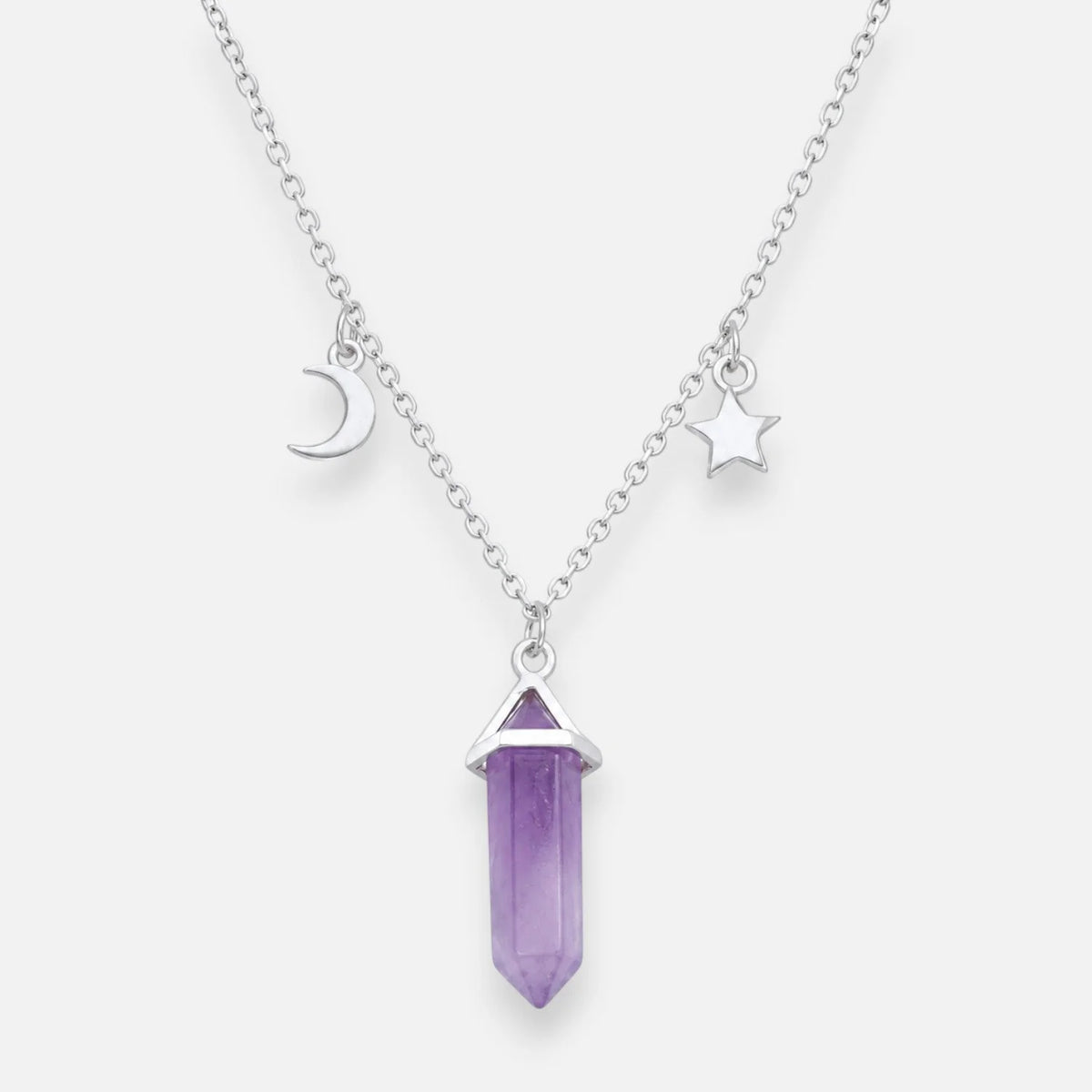 Collar Estrella Media Luna Cuarzo Violeta