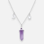 Collar Estrella Media Luna Cuarzo Violeta