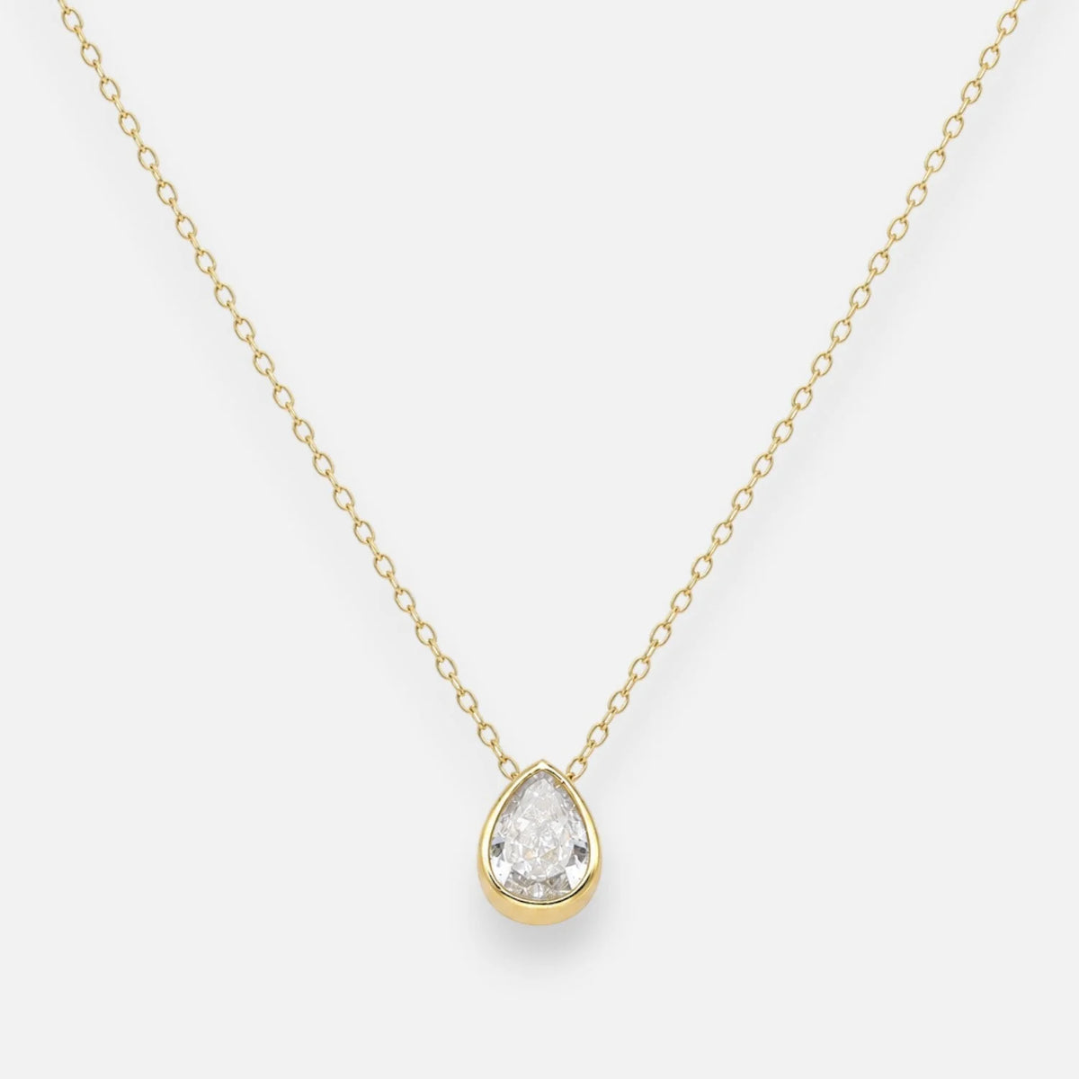 Collar Gota Circón Punto de Luz 7x9 mm