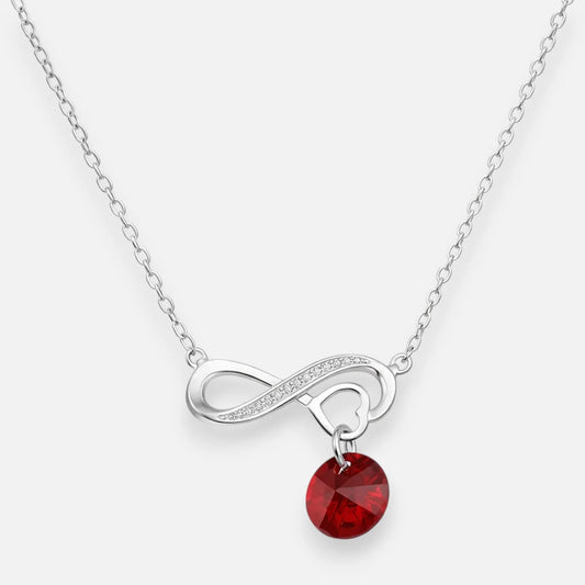 Collar Infinito Circones Hecho con Cristal Swarovski Rojo