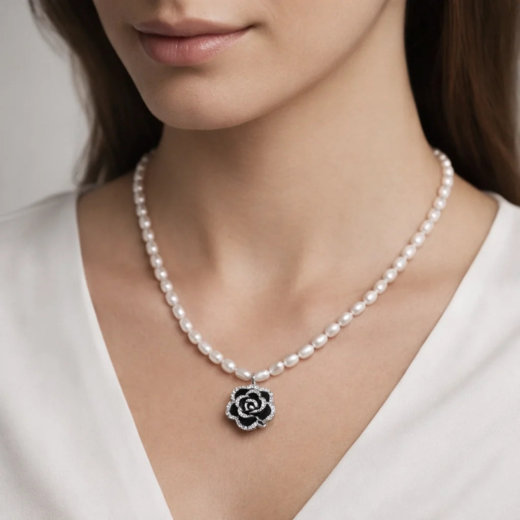 Collar Madre Perla Flor Circones