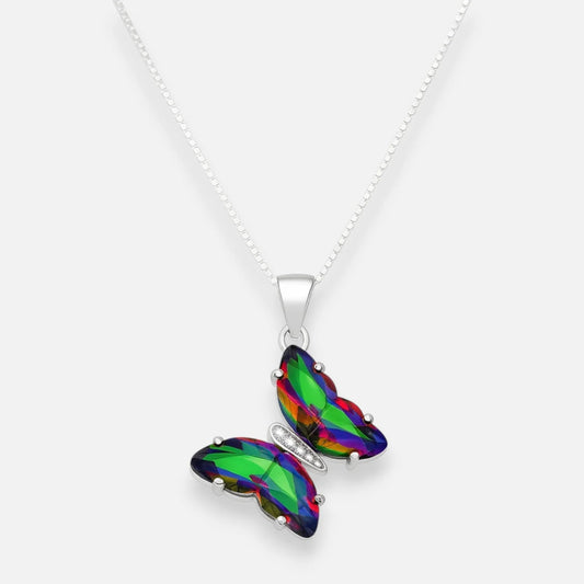 Collar Mariposa Hecho con Cristal Swarovski Tornasol
