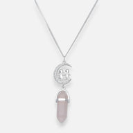 Collar Media Luna Niña Niño Cuarzo Rosado