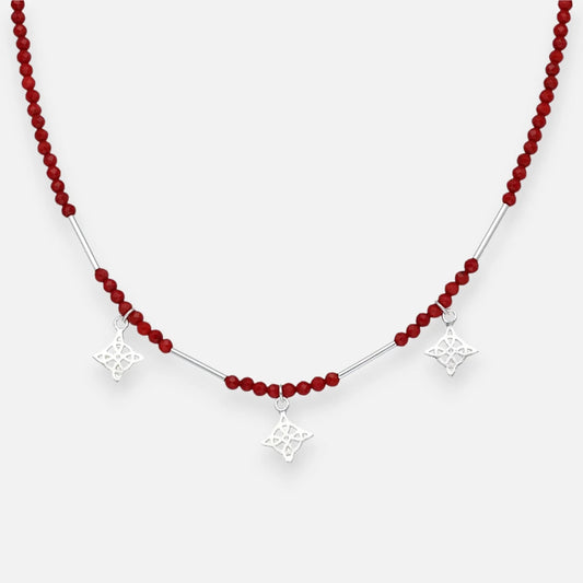 Collar Nudo de Brujas Cristales Rojos