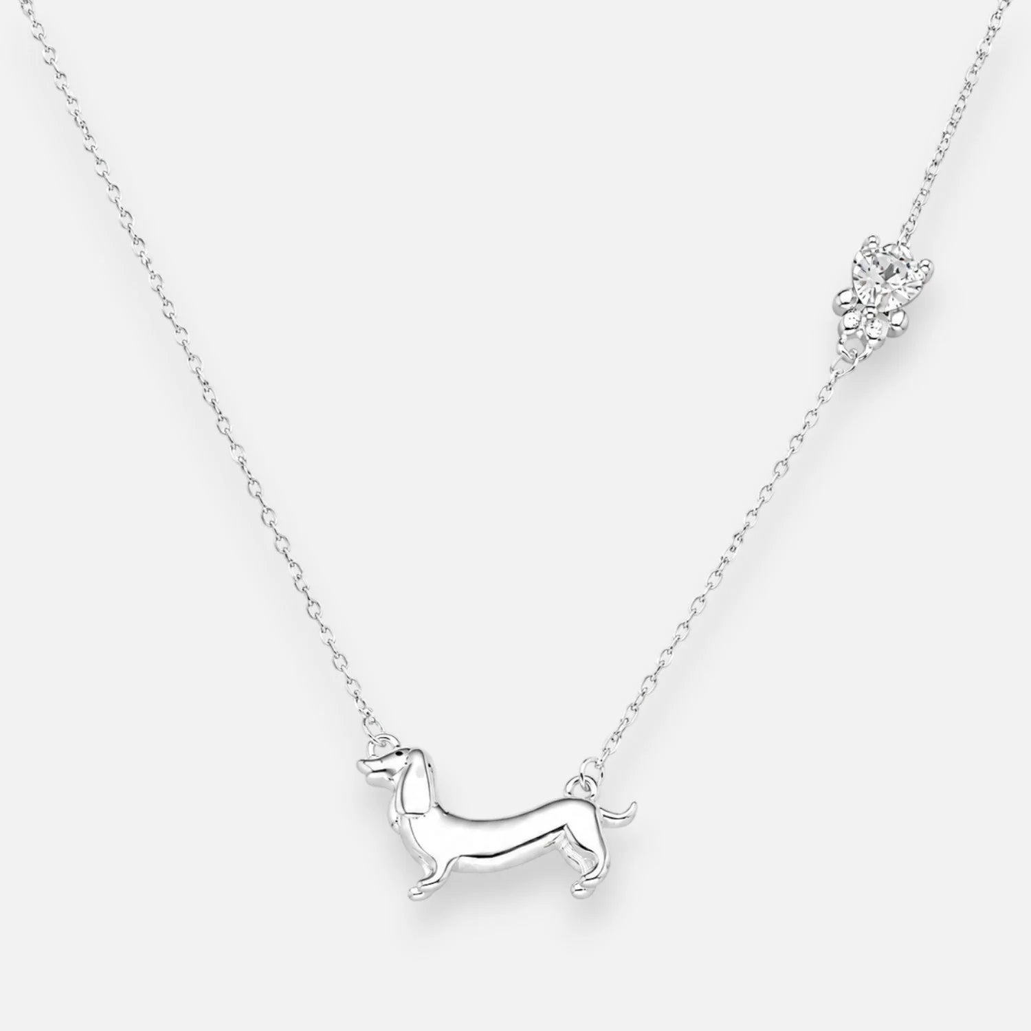 Collar Perrito Salchicha Patita Corazón Circón