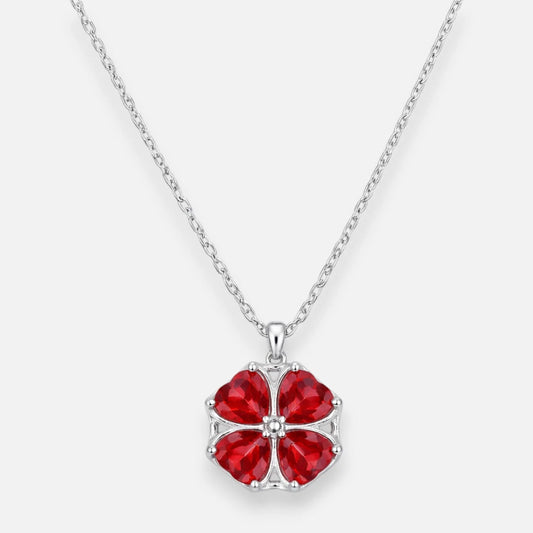 Collar Trébol Corazones Circones Rubí