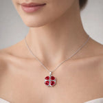 Collar Trébol Corazones Circones Rubí